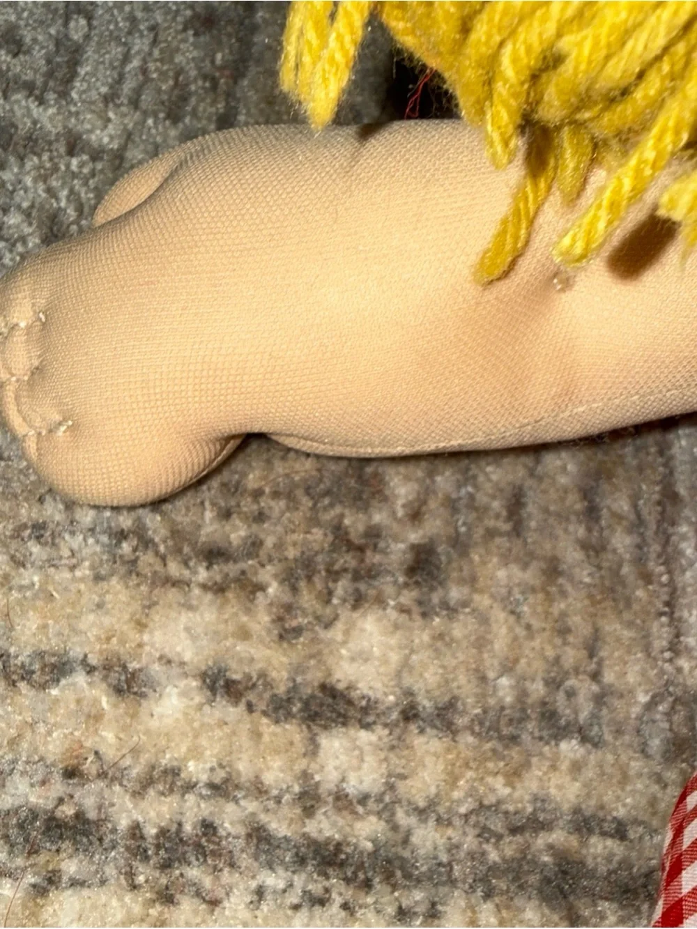 Vintage cabbage patch doll blond hair 1985 red checkered dress